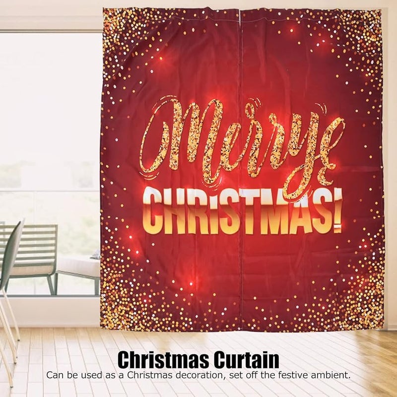 Christmas Curtain 3D Digital Print Polyester 150x166cm Outdoor Holiday Decoration - Image 2